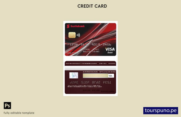 lista para imprimir plantilla de tarjeta visa del banco Nova de Canadá